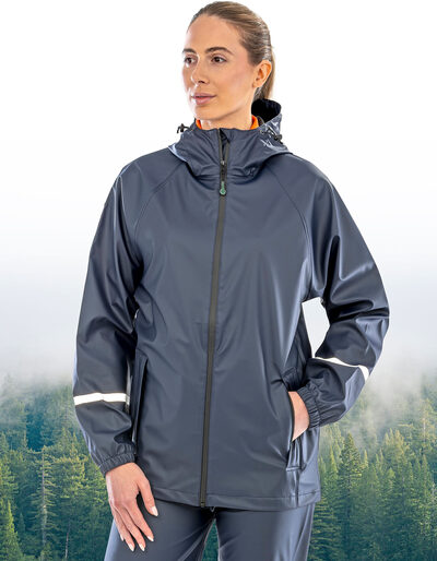 Prism PU Waterproof Jacket with Reflective Bands & Recycled Backing