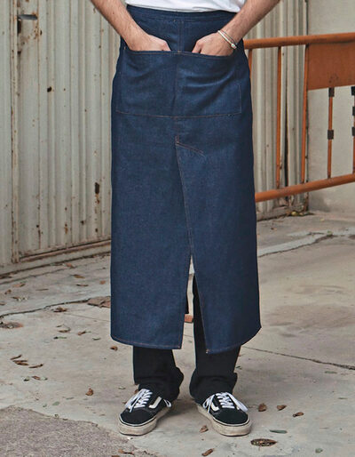 Jeans Bistro Apron With Split and Pocket
